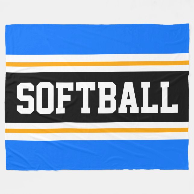 Manta Polar Fun SOFTBALL BRILLANTE Azul franjas atléticas negr (Frente (Horizontal))