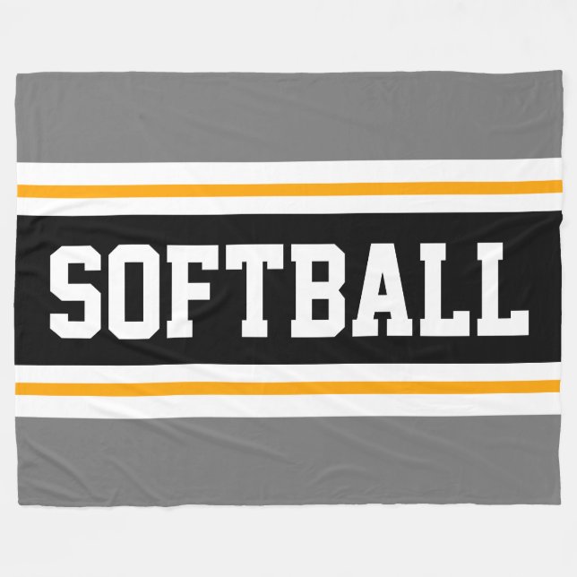 Manta Polar Fun SOFTBALL Gris Black Athletic Stripes de Carrer (Frente (Horizontal))