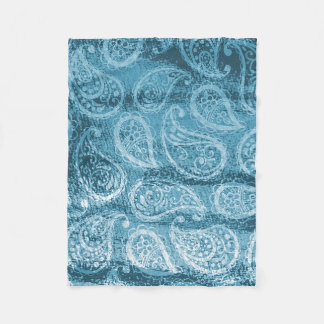 Manta Polar Funda azul paisley (Anverso)