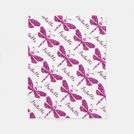 Manta Polar Funda con estampado de nombre rosa de libélula est