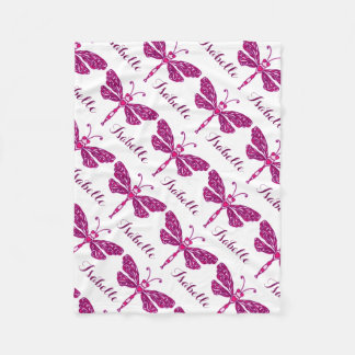 Manta Polar Funda con estampado de nombre rosa de libélula est