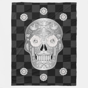 Manta Polar Funda cromada Calavera (rosa blanca)
