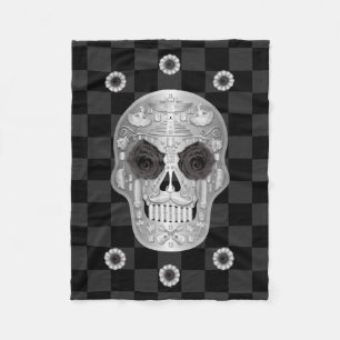 Manta Polar Funda cromada Calavera (Rosa negro)