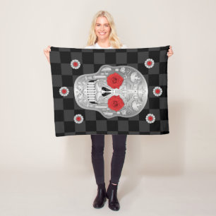 Manta Polar Funda cromada Calavera (rosa rojo)