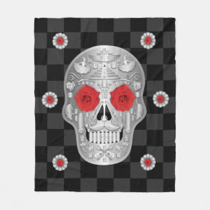 Manta Polar Funda cromada Calavera (rosa rojo)