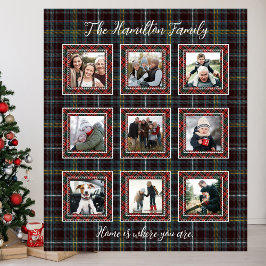 Manta Polar Funda de Collage de fotos de familia Rustic Plaid