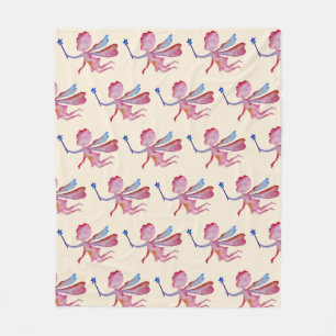 Manta Polar Funda de dibujo de hadas de color de agua rosa