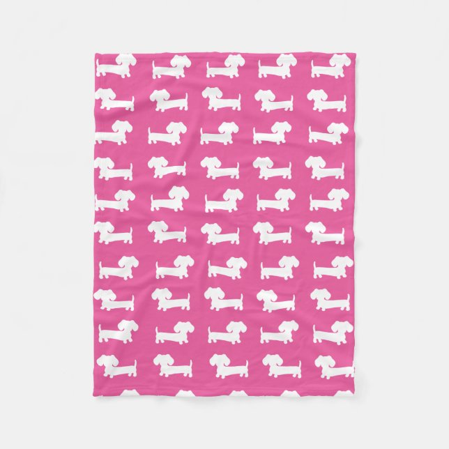 Manta Polar Funda de diseño rosado de Dachshund (Anverso)
