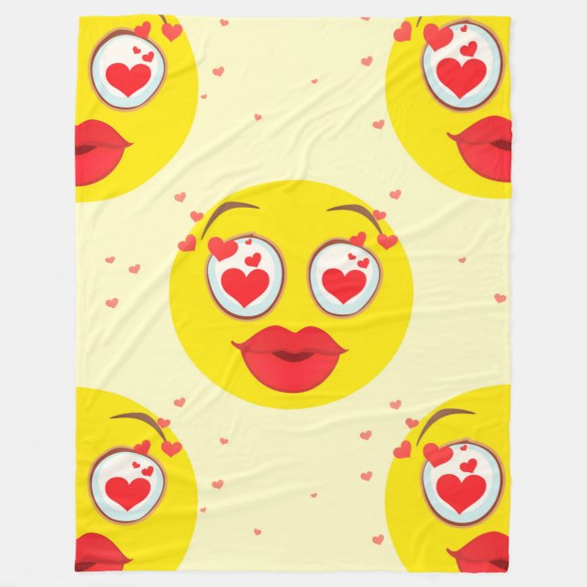 Manta Polar Funda de Emoji de beso de San Valentín (Anverso)