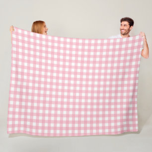 Manta Polar Funda de flaca de tablero de cheques rosa y blanco