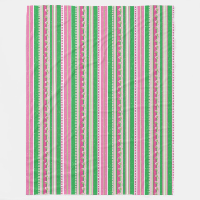 Manta Polar Funda de fleche rayada rosa y verde moderno (Anverso)