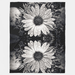 Manta Polar Funda de flor de margarita negra y blanca