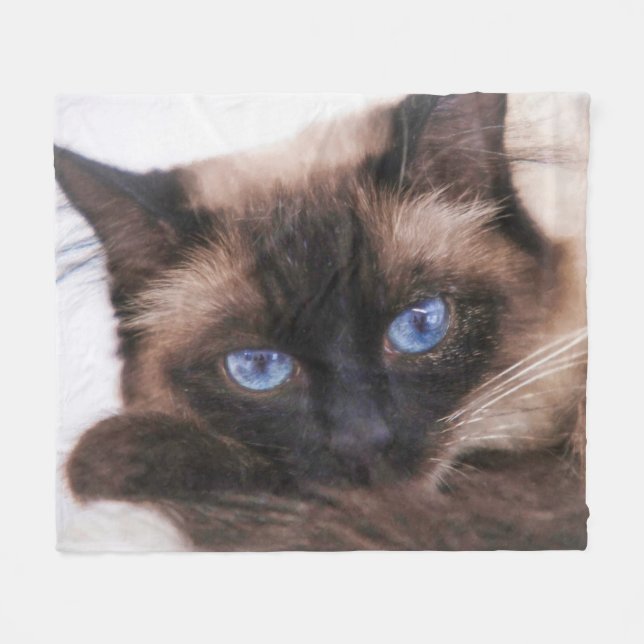 Manta Polar Funda de gatito siamesa dulce cara (Frente (Horizontal))