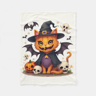 Manta Polar Funda de gatos brutos de Halloween