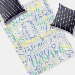 Manta Polar Funda de grises pálidos con nombre repetido