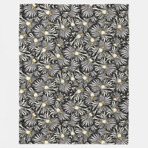 Manta Polar Funda de iris floral blanco y negro