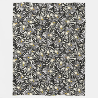 Manta Polar Funda de iris floral blanco y negro