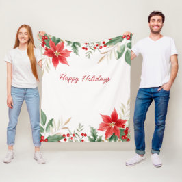 Manta Polar Funda de la Fleece Holiday Navidades de la Poinset