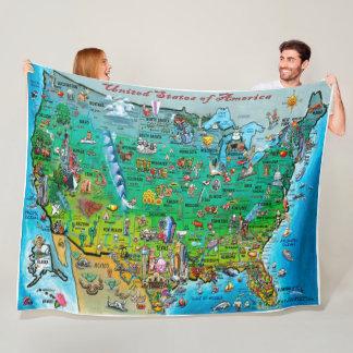 Manta Polar Funda de la flota de mapas divertidos de Estados U