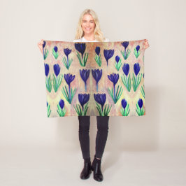 Manta Polar Funda de la flota del patrón de acuarela de Crocus