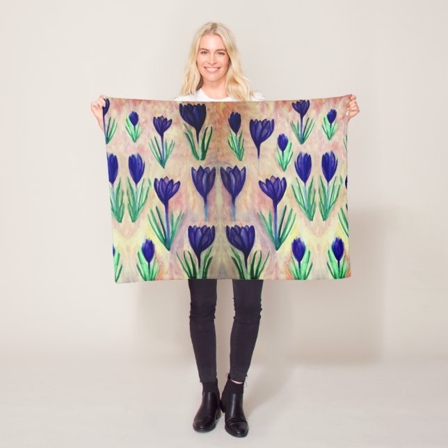 Manta Polar Funda de la flota del patrón de acuarela de Crocus (In situ)