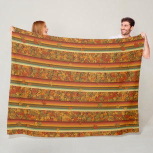 Manta Polar Funda de la flota - Hojas y rayas otoñales