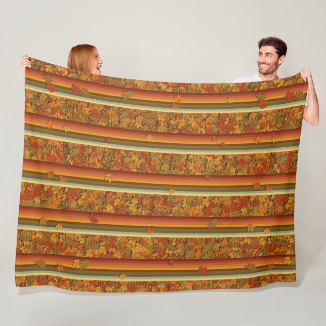 Manta Polar Funda de la flota - Hojas y rayas otoñales (In situ)