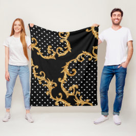 Manta Polar Funda de lana dorada de patrón barroco