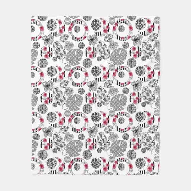 Manta Polar Funda de lazo, rojo y negro, terciario, patchwork, (Anverso)