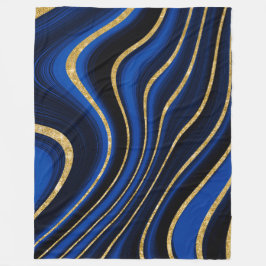 Manta Polar Funda de mármol azul y dorado real