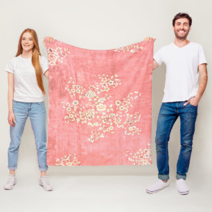 Manta Polar Funda de papel de impresión floral bruta rosa