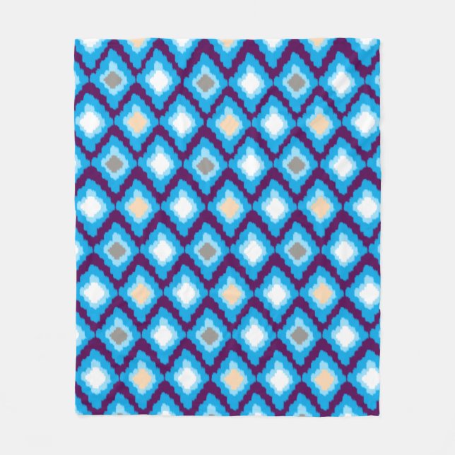 Manta Polar Funda de Personalizado de Ikat azul moderno con di (Anverso)