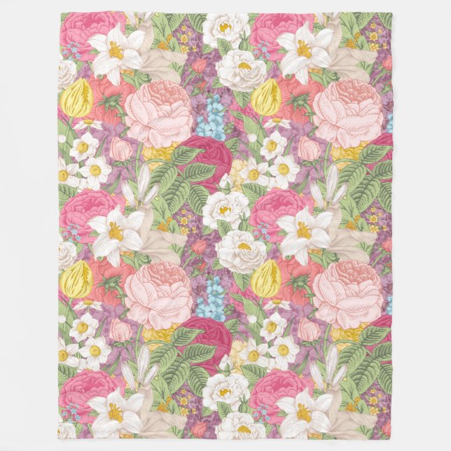 Manta Polar Funda de pulpa de patrón floral (Anverso)