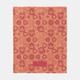 Manta Polar Funda de pulpa de patrón rojo y naranja