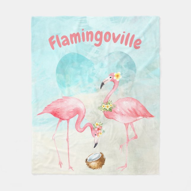 Manta Polar Funda Flamingo Tropical (Anverso)