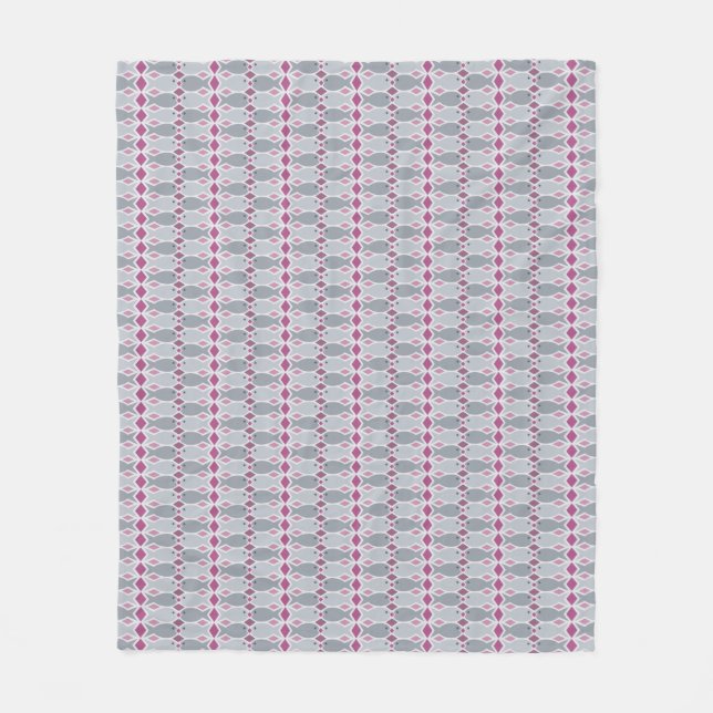 Manta Polar Funda Fleece Fish Gray and Pink Pattern (Anverso)