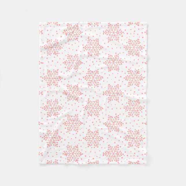 Manta Polar Funda Fleece Fleece Pink Snowflakes (Anverso)