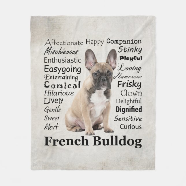 Manta Polar Funda Fleece Traits Frenchie (Anverso)