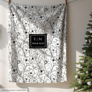 Manta Polar Funda floral monocroma de moda con nombre personal