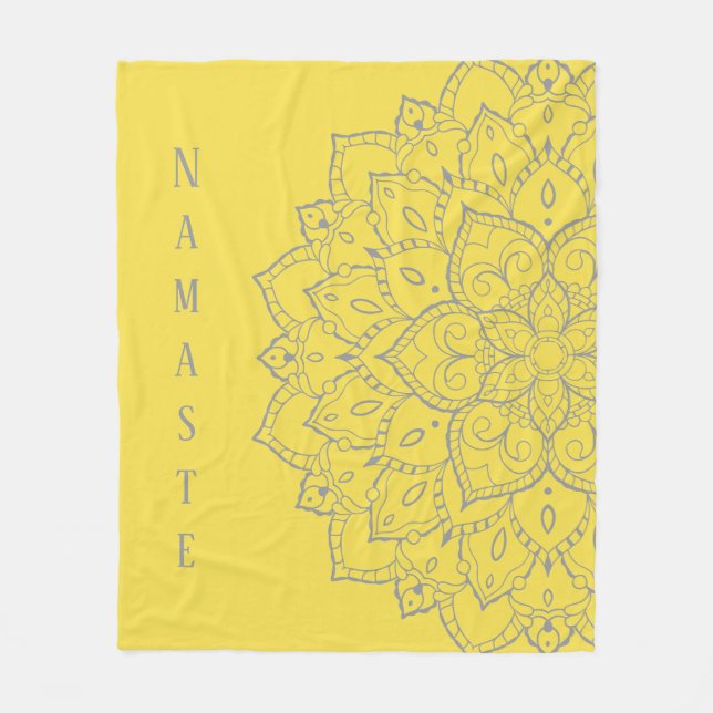 Manta Polar Funda gris y amarillo Mandala Fleece Blanket (Anverso)