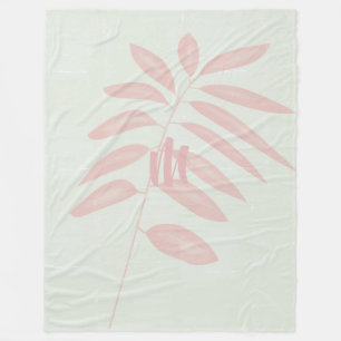 Manta Polar Funda monográfica de ramas rosa de menta ligera