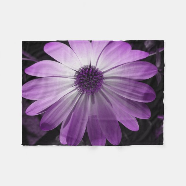 Manta Polar Funda morada de flor de margarita (Frente (Horizontal))