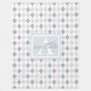 Manta Polar Funda personalizada azul, blanco y rosa