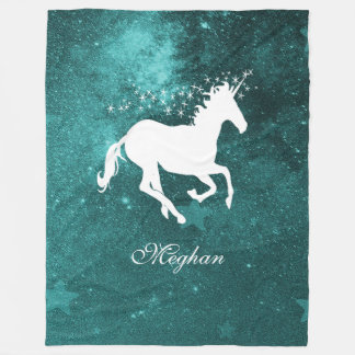 Manta Polar Funda personalizada de unicornio verde azulada