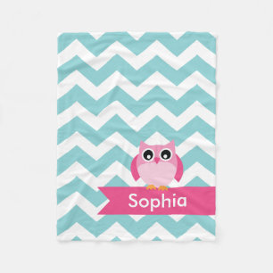 Manta Polar Funda personalizada para la fleta de búho rosa Che