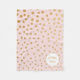 Manta Polar Funda personalizada Rubor pink gold dot con nombre