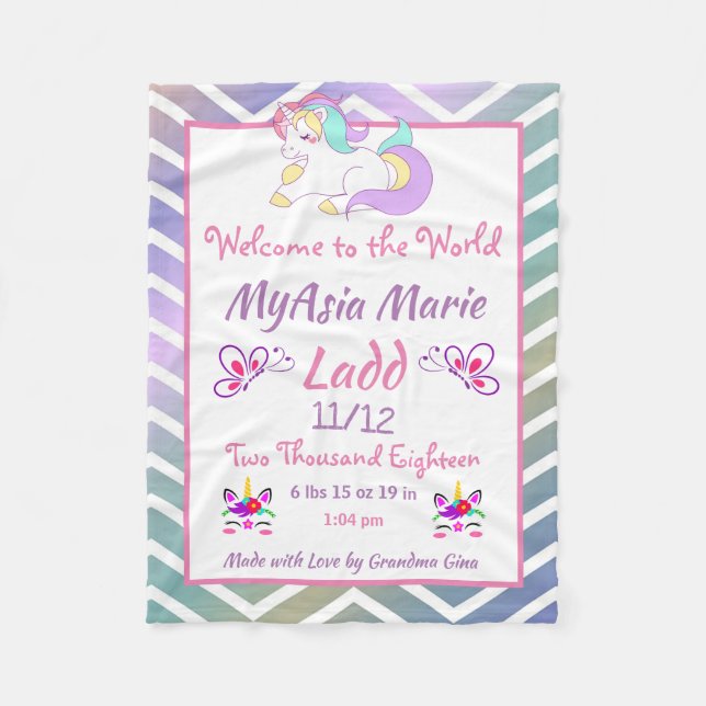 Manta Polar Funda personalizada Unicornio (Anverso)