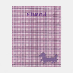 Manta Polar Funda Purple Plaid Dachshund Fleece