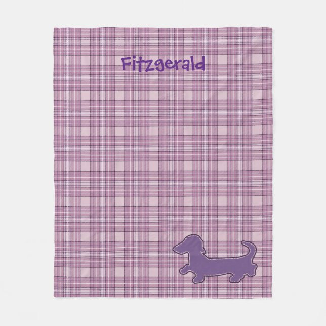 Manta Polar Funda Purple Plaid Dachshund Fleece (Anverso)