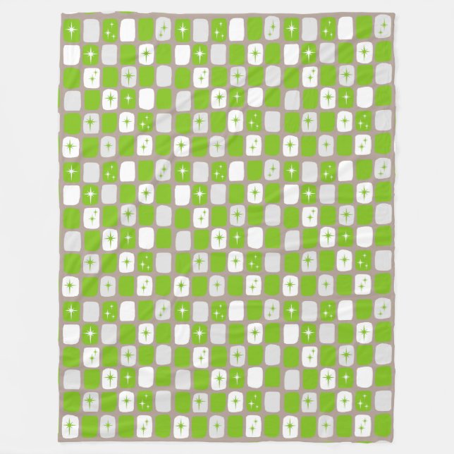 Manta Polar Funda Retro Green & White Starburst Fleece Blanket (Anverso)